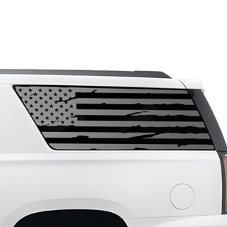 Buy distressed-black Quarter Window American Flag Vinyl Decal Stickers Fits GMC Yukon XL 2015-2020