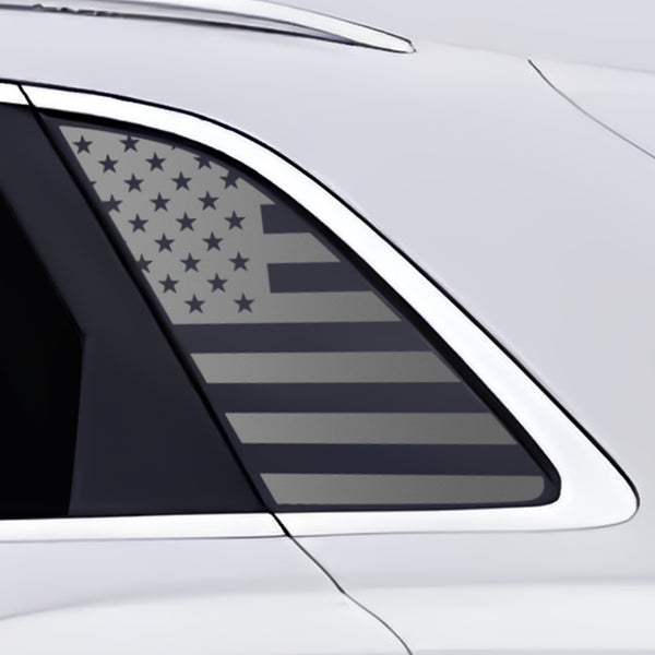 American Flag Quarter Window Decal for Audi Q3 2019-2026 – Precut Matte Black Vinyl