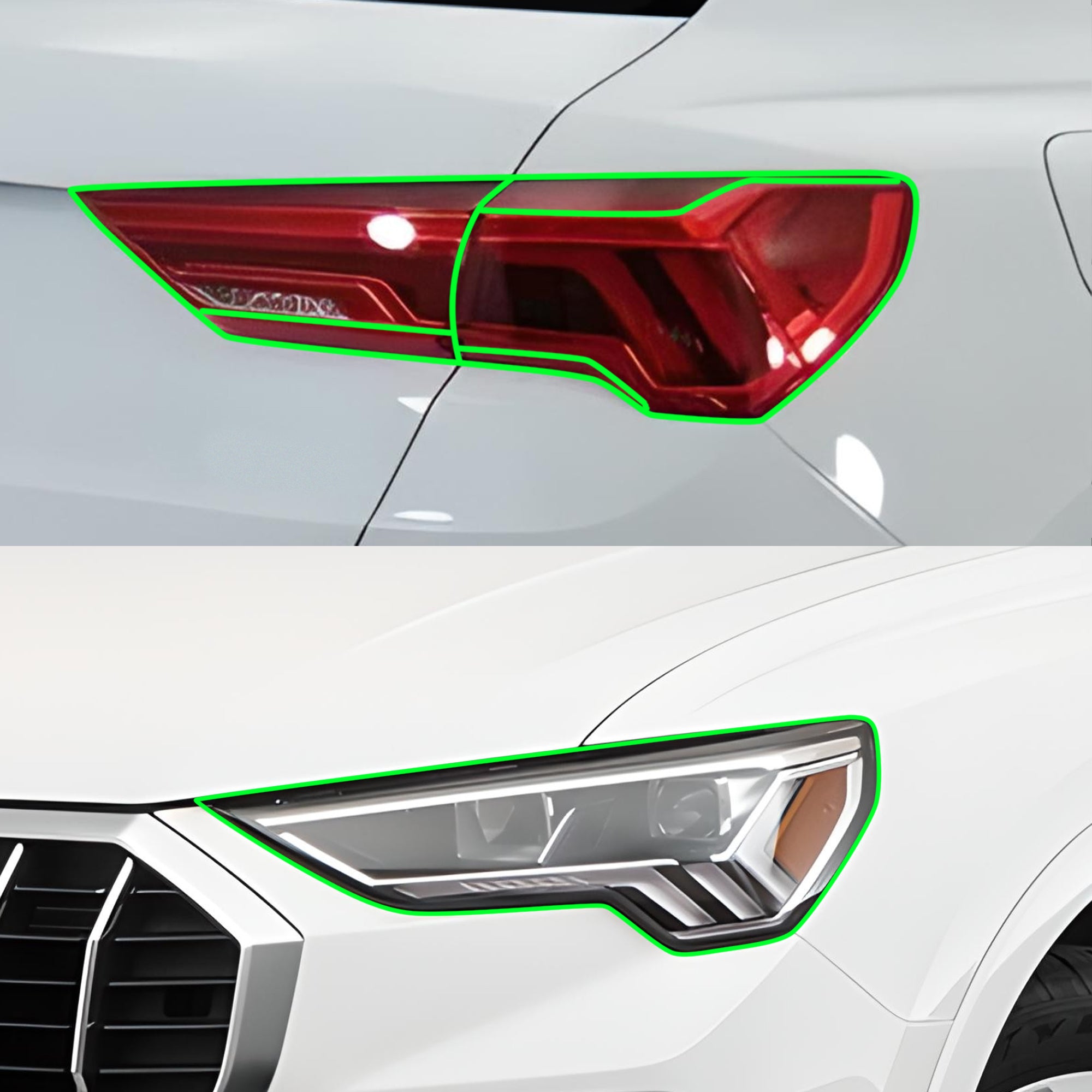 Full Headlight Taillight Precut Smoked PPF Tint Kit Film Overlay Fits Audi Q3 2019 - 2024 - Bogar Tech Designs
