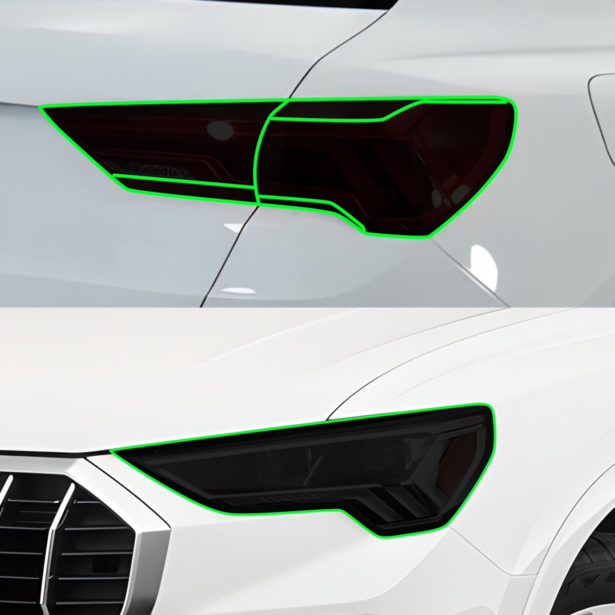 Full Headlight Taillight Precut Smoked PPF Tint Kit Film Overlay Fits Audi Q3 2019 - 2024 - Bogar Tech Designs