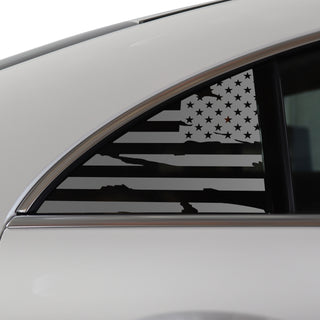 Buy distressed-black Quarter Window American Flag Vinyl Decal Stickers Fits Mercedes Benz CLA 2020-2024