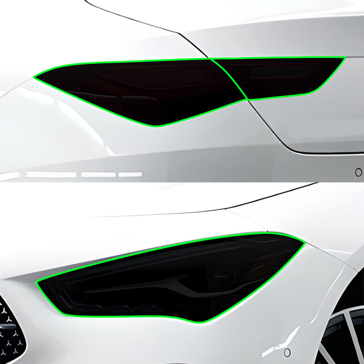 Full Headlight Taillight Precut Smoked PPF Tint Kit Film Overlay Fits Mercedes Benz CLA Class 2020 - 2024 - Bogar Tech Designs