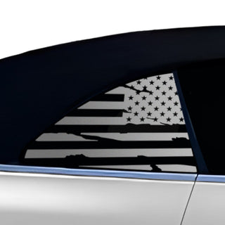 Buy distressed-black Fits BMW 4 Series Convertible 2021+ Quarter Window American Flag Vinyl Decal Stickers