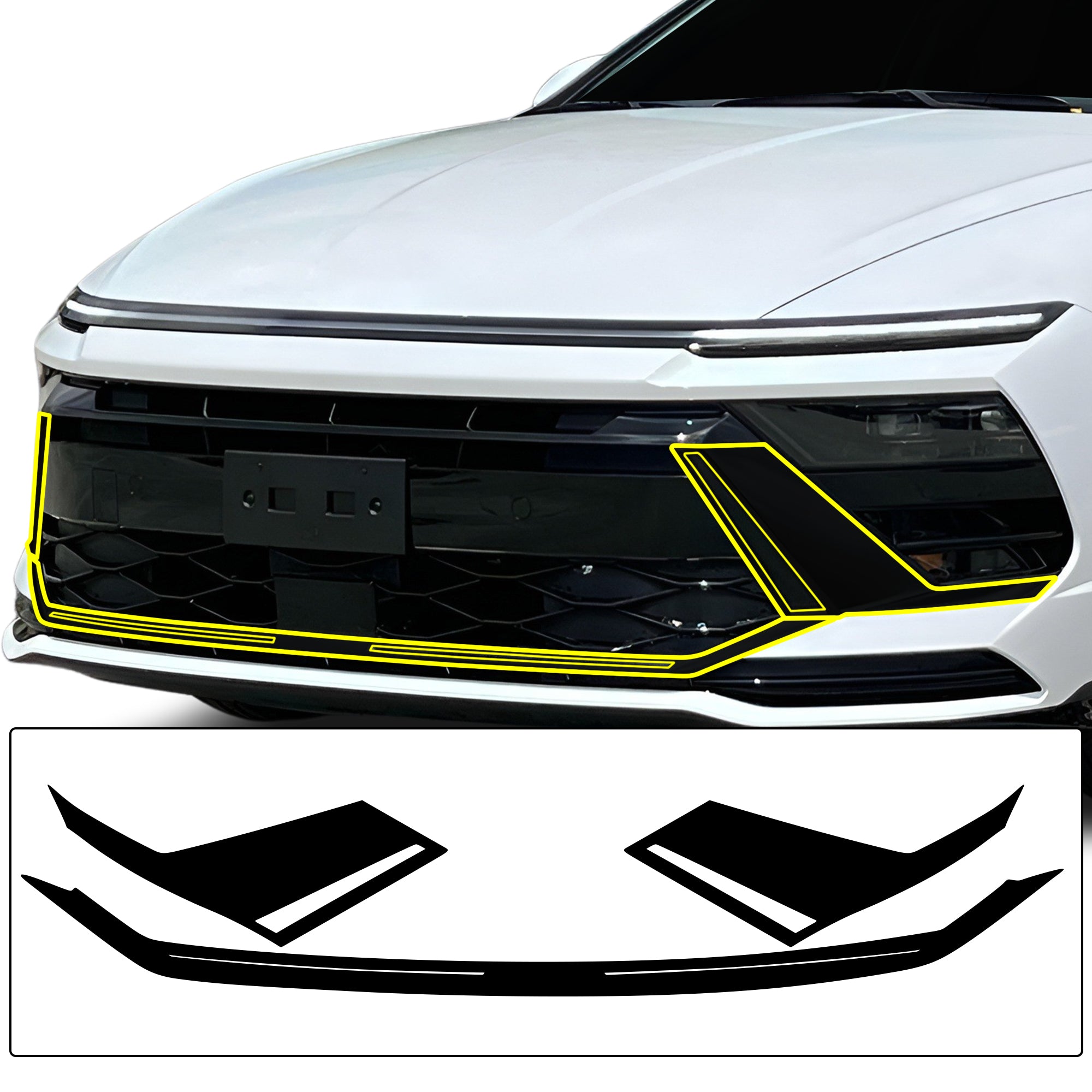 Fits Hyundai Sonata 2024 - 2025 Vinyl Chrome Delete Grille Blackout Decal Stickers Overlay Film - Bogar Tech Designs