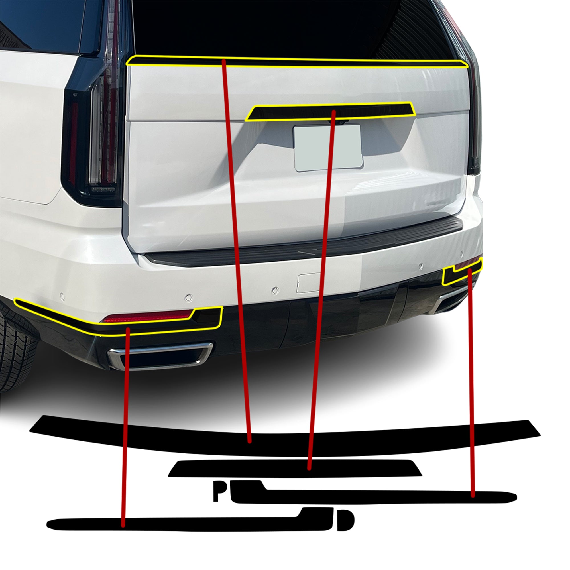 Cadillac Escalade 2021-2026 Blackout Chrome Delete Kit - Precut Gloss Black Vinyl Overlays
