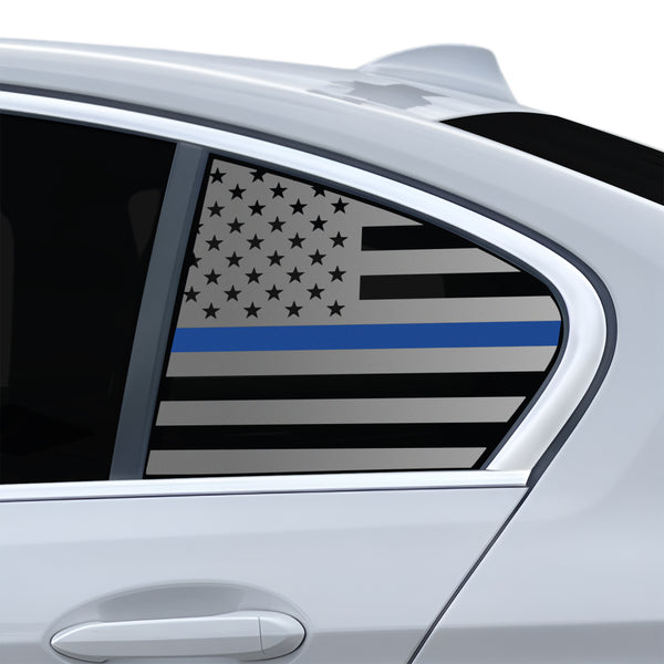 American Flag Quarter Window Decal for BMW 5 Series 2021-2023 – Precut Matte Black Vinyl