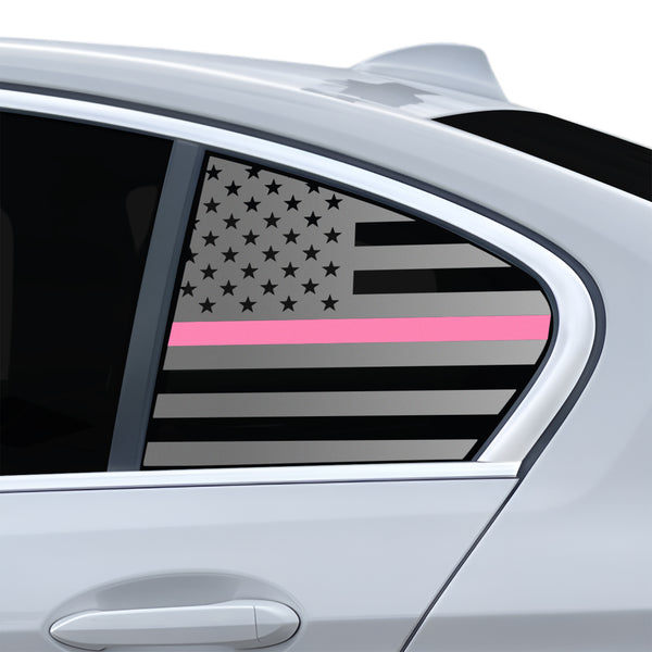 American Flag Quarter Window Decal for BMW 5 Series 2021-2023 – Precut Matte Black Vinyl