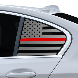 Buy thin-red-line American Flag Quarter Window Decal for BMW 5 Series 2021-2023 – Precut Matte Black Vinyl
