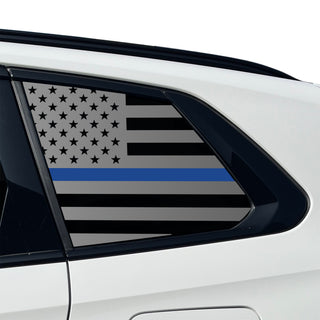 Buy thin-blue-line American Flag Quarter Window Decal for BMW X3 2025-2026 – Precut Matte Black Vinyl