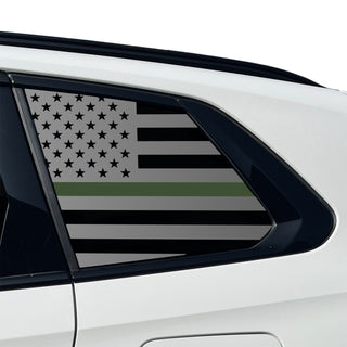Buy thin-green-line American Flag Quarter Window Decal for BMW X3 2025-2026 – Precut Matte Black Vinyl