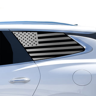 Fits Buick Enclave 2018-2024 Quarter Window American Flag Vinyl Decal Stickers - Matte Black