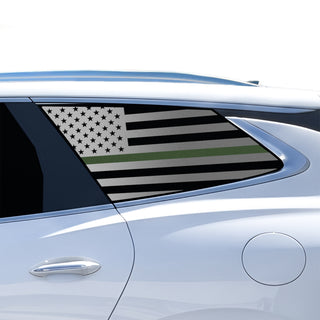 Buy thin-green-line Fits Buick Enclave 2018-2024 Quarter Window American Flag Vinyl Decal Stickers - Matte Black