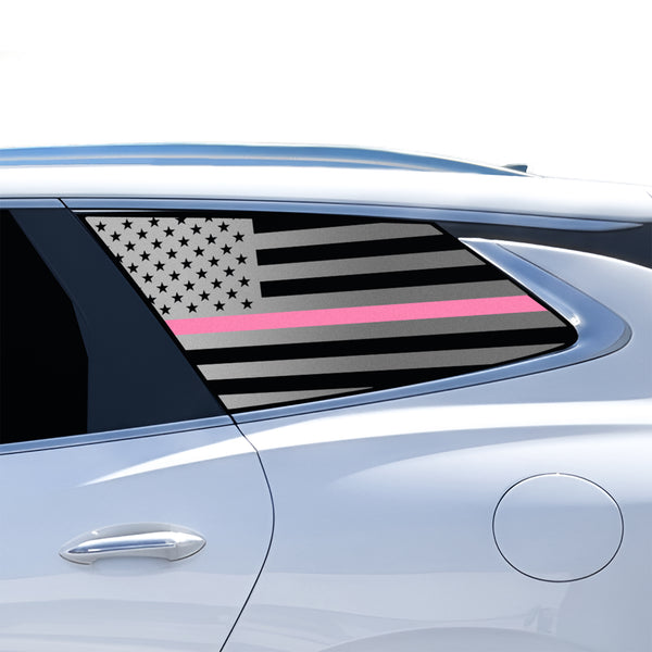 Fits Buick Enclave 2018-2024 Quarter Window American Flag Vinyl Decal Stickers - Matte Black