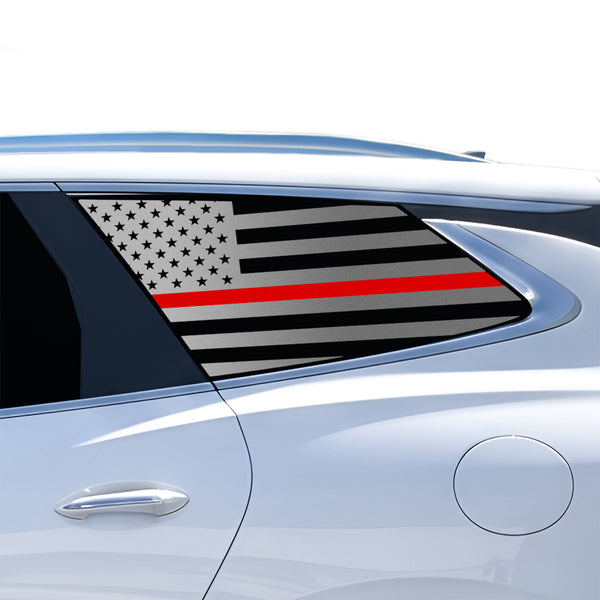 Fits Buick Enclave 2018-2024 Quarter Window American Flag Vinyl Decal Stickers - Matte Black