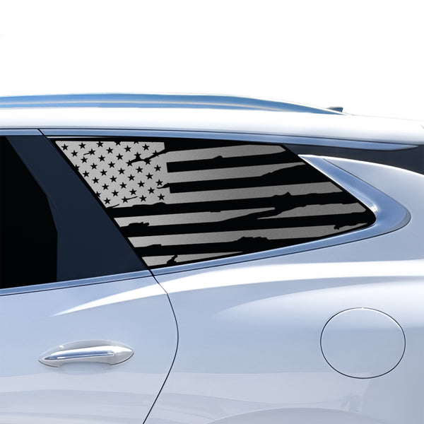 Fits Buick Enclave 2018-2024 Quarter Window American Flag Vinyl Decal Stickers - Matte Black