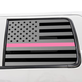Buy thin-pink-line American Flag Rear Window Decal for Ford F150 2009-2014 – Precut Matte Black Vinyl
