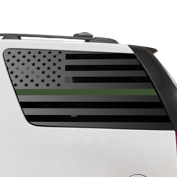 Fits GMC Yukon 2007-2014 Quarter Window American Flag Vinyl Decal Stickers - Matte Black