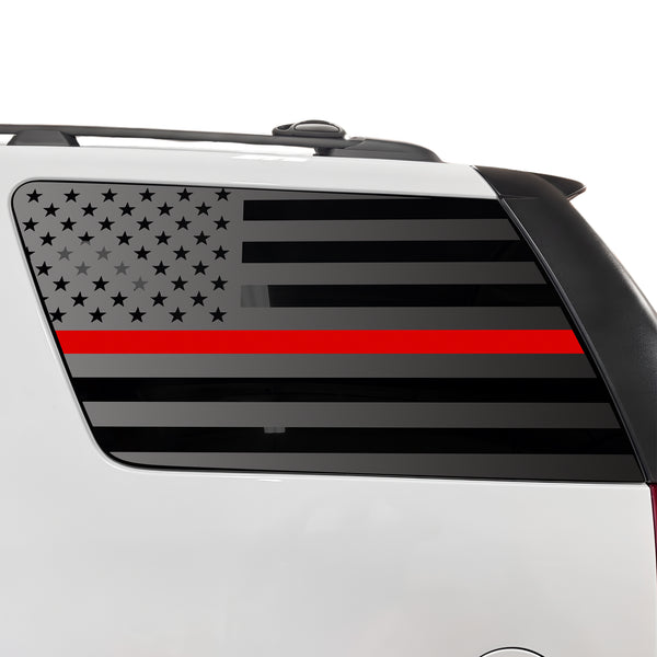 Fits GMC Yukon 2007-2014 Quarter Window American Flag Vinyl Decal Stickers - Matte Black