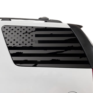 Buy distressed-black Fits GMC Yukon 2007-2014 Quarter Window American Flag Vinyl Decal Stickers - Matte Black