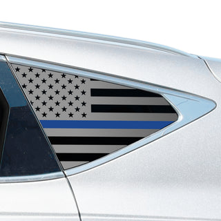 Buy thin-blue-line American Flag Quarter Window Decal for Genesis GV80 SUV 2021-2026 – Precut Matte Black Vinyl