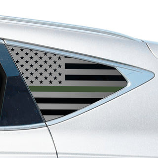 Buy thin-green-line American Flag Quarter Window Decal for Genesis GV80 SUV 2021-2026 – Precut Matte Black Vinyl