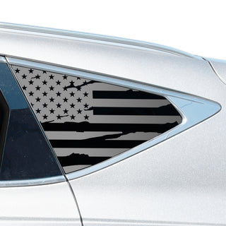 Buy distressed-black American Flag Quarter Window Decal for Genesis GV80 SUV 2021-2026 – Precut Matte Black Vinyl