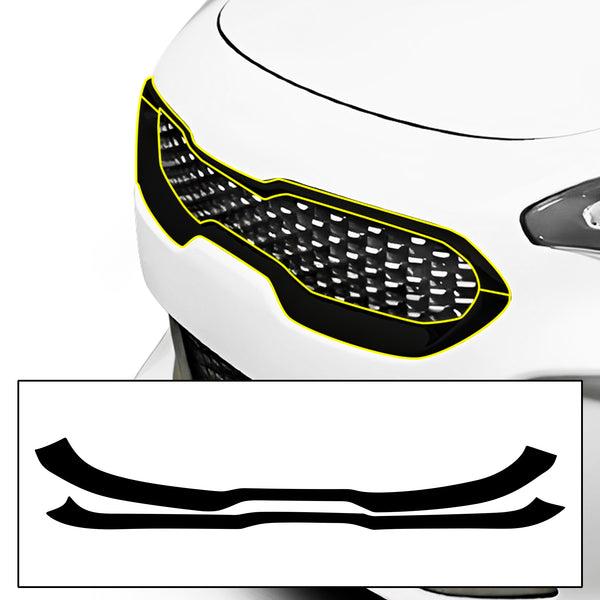 Kia Stringer 2018-2023 Front Grille Blackout Chrome Delete Kit – Precut Gloss Black Vinyl Overlays