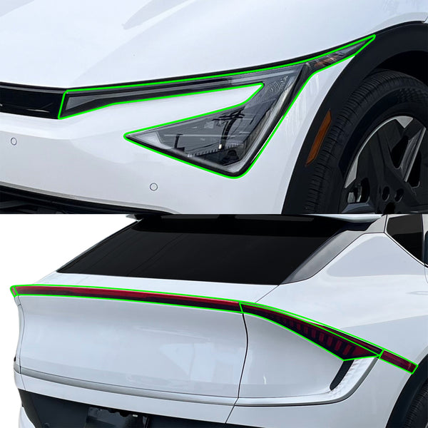 Kia EV6 2025-2026 Dark Smoke Headlight & Taillight Tint Kit – Precut Vinyl Lens Overlays Film