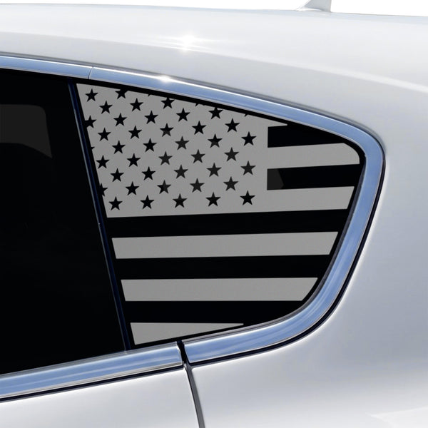 Fits Maserati Levante 2017-2024 Quarter Window American Flag Vinyl Decal Stickers - Matte Black