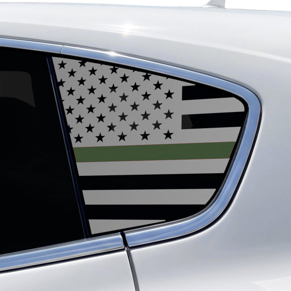 Fits Maserati Levante 2017-2024 Quarter Window American Flag Vinyl Decal Stickers - Matte Black