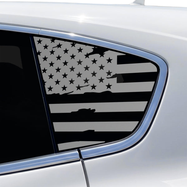 Fits Maserati Levante 2017-2024 Quarter Window American Flag Vinyl Decal Stickers - Matte Black