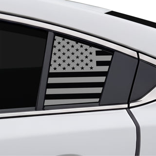 Fits Mazda Mazda6 2014-2017 Quarter Window American Flag Vinyl Decal Stickers - Matte Black