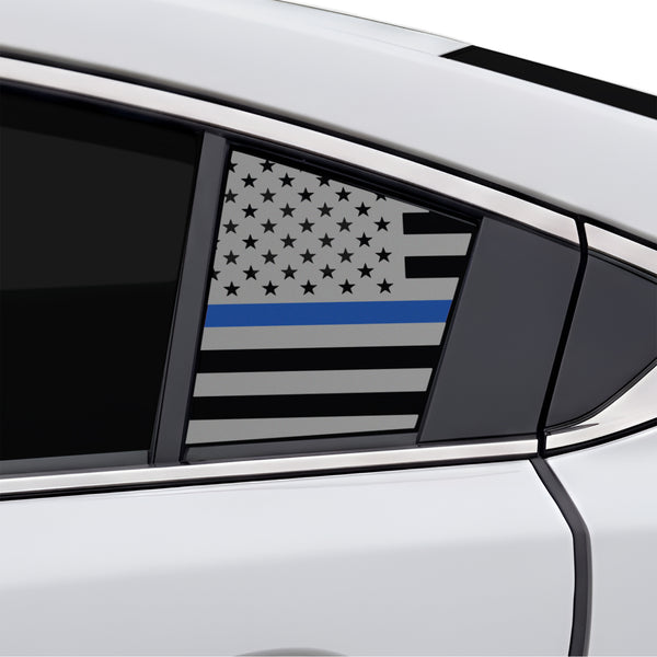Fits Mazda Mazda6 2014-2021 Quarter Window American Flag Vinyl Decal Stickers - Matte Black