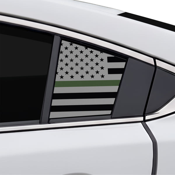 Fits Mazda Mazda6 2014-2021 Quarter Window American Flag Vinyl Decal Stickers - Matte Black