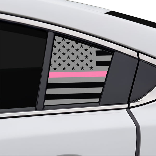Fits Mazda Mazda6 2014-2021 Quarter Window American Flag Vinyl Decal Stickers - Matte Black