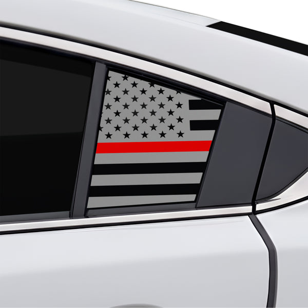 Fits Mazda Mazda6 2014-2021 Quarter Window American Flag Vinyl Decal Stickers - Matte Black