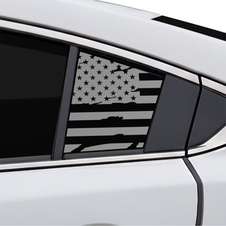 Buy distressed-black Fits Mazda Mazda6 2014-2017 Quarter Window American Flag Vinyl Decal Stickers - Matte Black