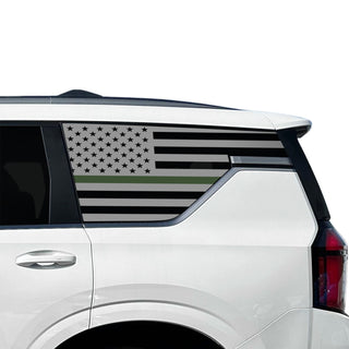 Buy thin-green-line American Flag Quarter Window Decal for Nissan Armada 2025-2026 – Precut Matte Black Vinyl