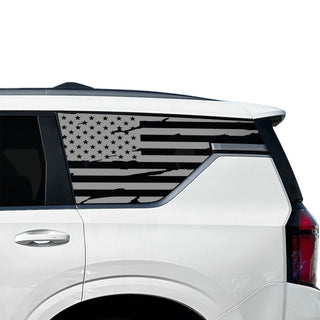 Buy distressed-black American Flag Quarter Window Decal for Nissan Armada 2025-2026 – Precut Matte Black Vinyl
