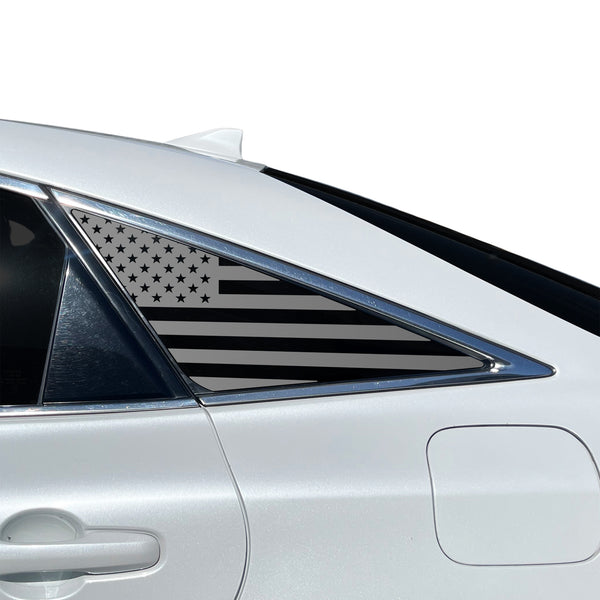 American Flag Quarter Window Decal for Toyota Avalon 2019-2022 – Precut Matte Black Vinyl