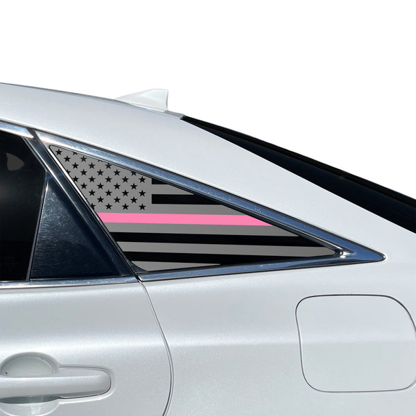 American Flag Quarter Window Decal for Toyota Avalon 2019-2022 – Precut Matte Black Vinyl