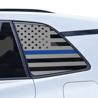 Buy thin-blue-line American Flag Quarter Window Decal for Toyota RAV4 2026-2027 – Precut Matte Black Vinyl