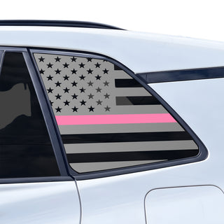 Buy thin-pink-line American Flag Quarter Window Decal for Toyota RAV4 2026-2027 – Precut Matte Black Vinyl