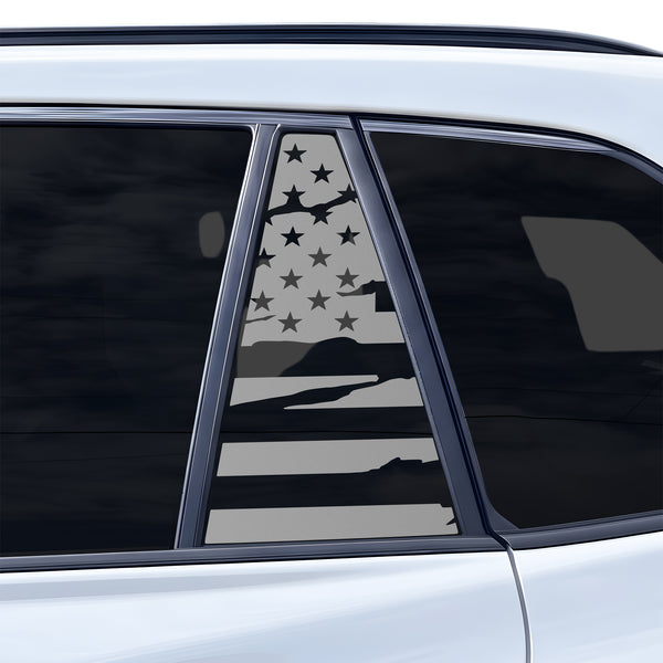American Flag Quarter Window Decal for Toyota RAV4 2026-2027 – Precut Matte Black Vinyl