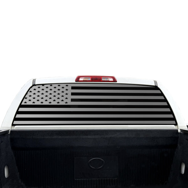 American Flag Rear Window Decal for Toyota Tundra 2007-2021 – Precut Matte Black Vinyl