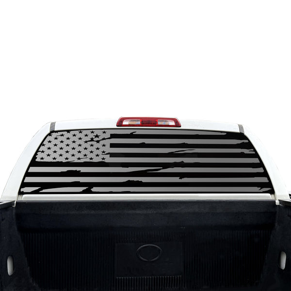 American Flag Rear Window Decal for Toyota Tundra 2007-2021 – Precut Matte Black Vinyl
