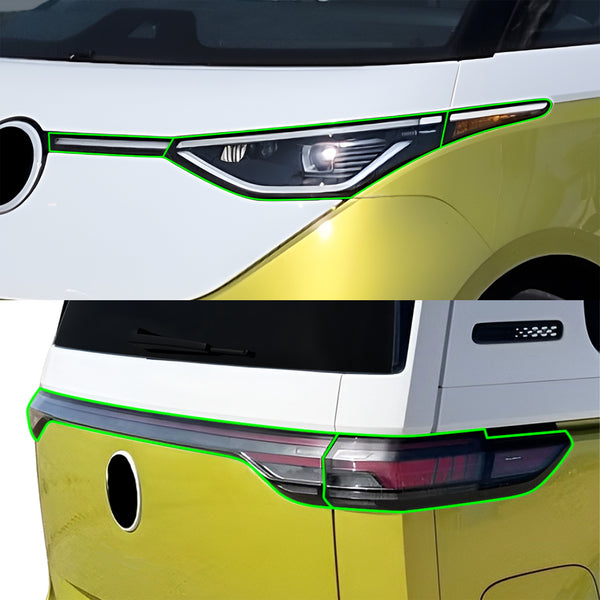 Volkswagen ID. Buzz 2025 Dark Smoke Headlight & Taillight Tint Kit – Precut Vinyl Lens Overlays Film