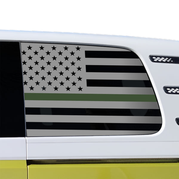 American Flag Quarter Window Decal for Volkswagen ID. Buzz 2025 – Precut Matte Black Vinyl