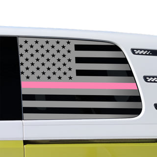 Buy thin-pink-line American Flag Quarter Window Decal for Volkswagen ID. Buzz 2025 – Precut Matte Black Vinyl