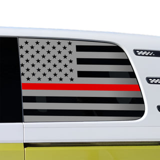 Buy thin-red-line American Flag Quarter Window Decal for Volkswagen ID. Buzz 2025 – Precut Matte Black Vinyl